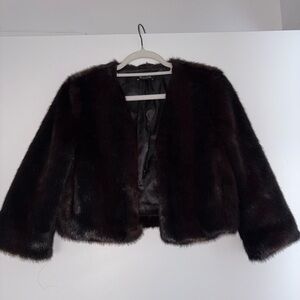 Bebe Faux Fur Cropped Topper Coat